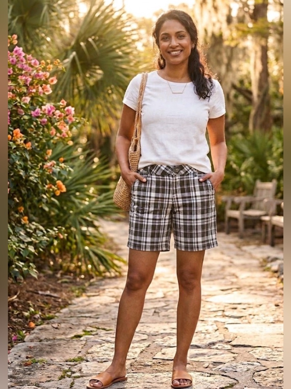 Aeropostale Green Purple White Plaid Shorts - Women's Size 5/6